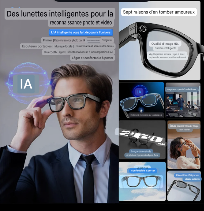 🕶️LUNETTES INTELLIGENTES AI – VOYEZ, ENTENDEZ, VIVEZ EN MAIN LIBRE ! 🎥🎧🤖