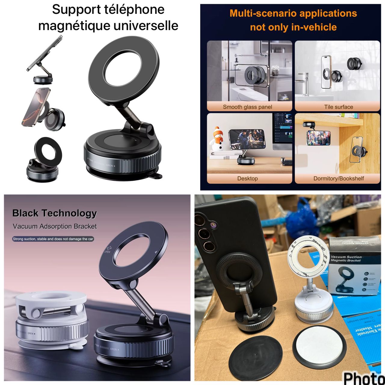 📱🧲 Support Téléphone Magnétique Universel – Base Ventouse Ultra-Puissante