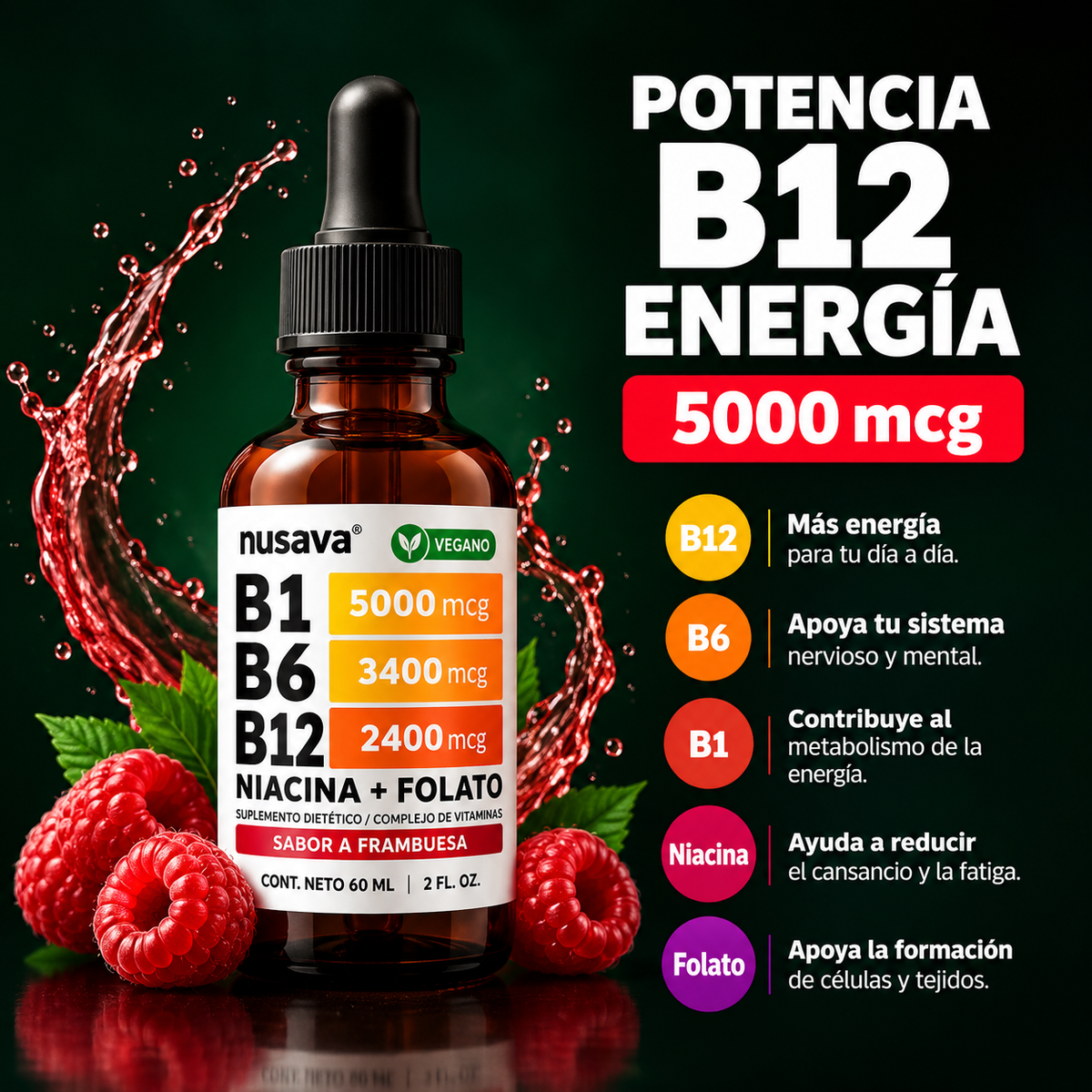 MÁS ENERGÍA, MENOS CANSANCIO:  NUSAVA® VITAMINA B COMPLEX