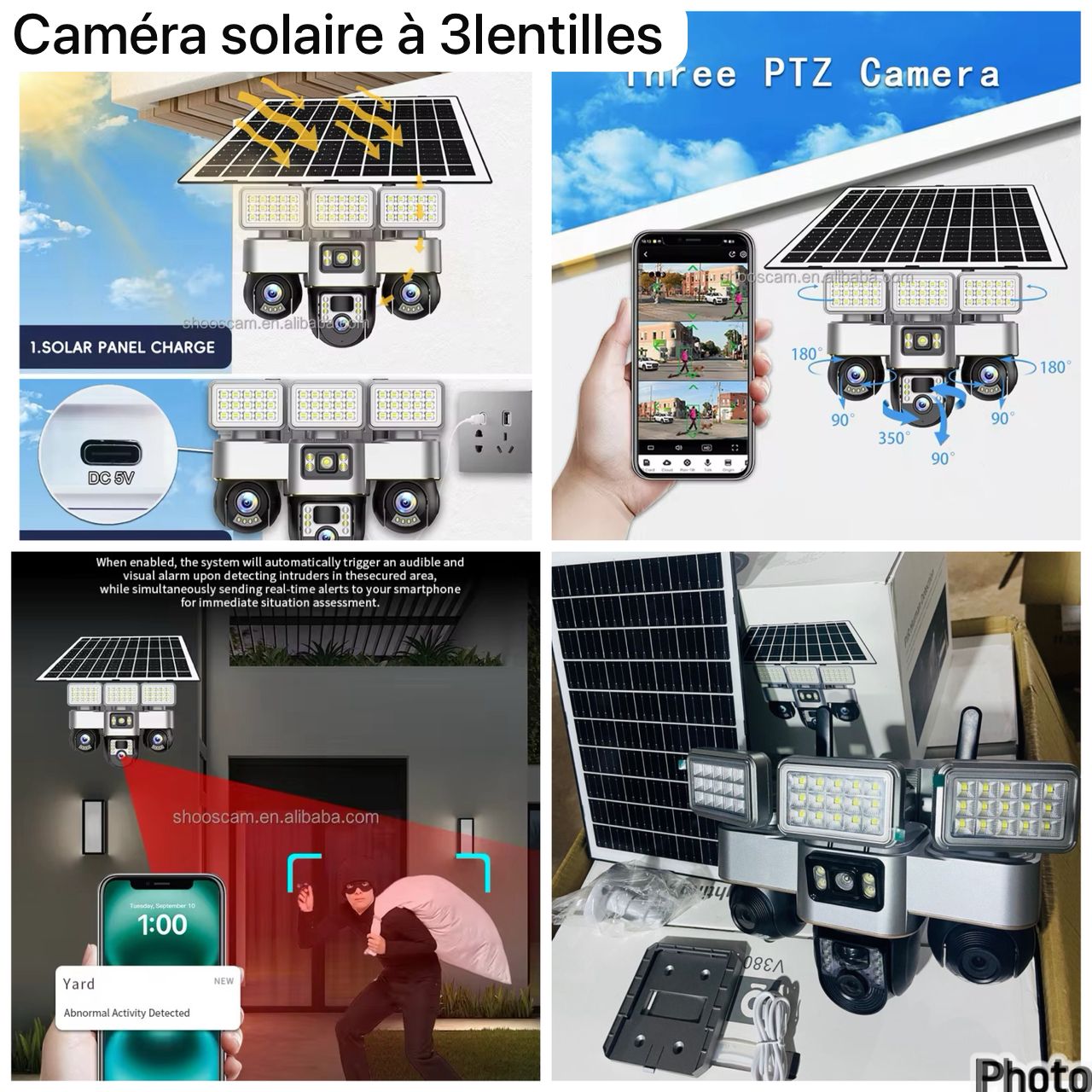🛡️ Caméra Solaire à 3 Lentilles PTZ : La Sécurité Ultime, 100% Autonome ! ☀️
