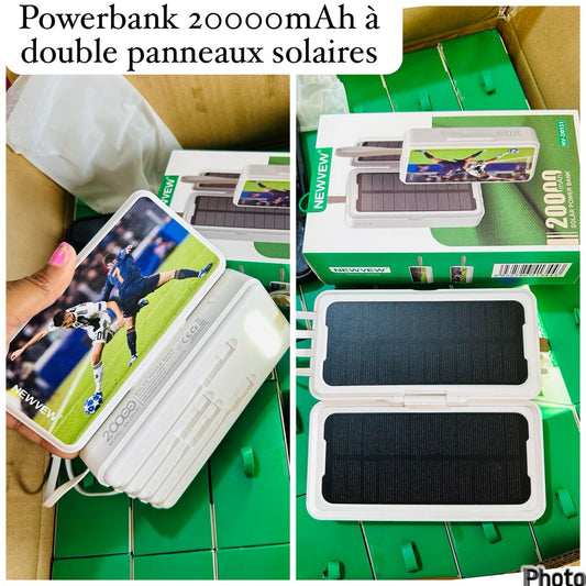 ⚡️ Powerbank Solaire 20000mAh – Double Panneaux Solaires Ultra Puissants ☀️🔋